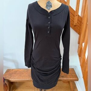 Betsey Johnson Black Long-Sleeve Mini Bustle Dress